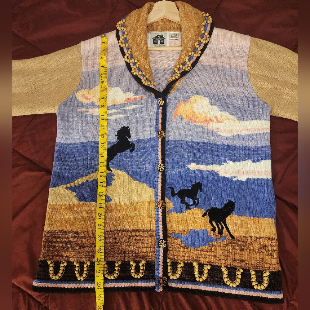 Colorful Western Cardigan with Horse Design